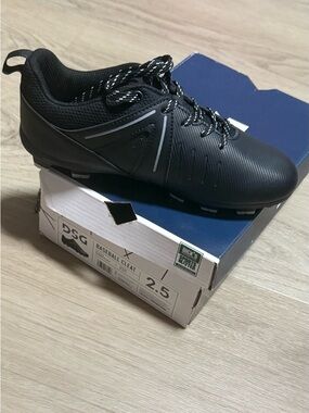 DSG Kids Black Athletic Baseball Cleats with Reflective Accents
